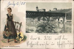 Schaffhausen Railway Bridge over Rhine River Postcard