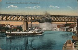 Schaffhausen: Rhine Steamer & Railway Bridge Postcard