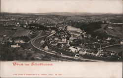 Schaffhausen Cityscape with Rhine River and Rail Line Postcard