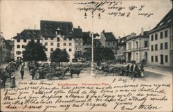 Herrenacker-Platz, Schaffhausen, Switzerland - Horse-Drawn Carts Postcard Postcard Postcard