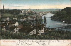 Schaffhausen Rhine River and Munot Fortress Panoramic View Postcard