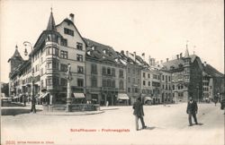 Schaffhausen Fronwagplatz Fountain and Buildings Postcard