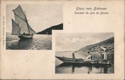 Sailing and Rowing on Lake Biel, Switzerland Postcard