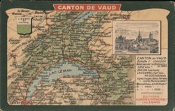 Canton de Vaud Map of Switzerland with Lausanne City View Postcard