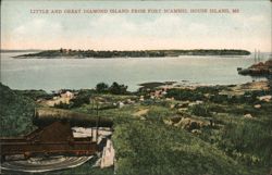 Little and Great Diamond Island from Fort Scammel, House Island, ME Postcard