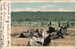 Beach in Front of Sea Foam House, Old Orchard, ME Postcard