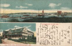 Kennebunk River and Old Fort Inn, Kennebunkport, ME Maine Postcard Postcard Postcard