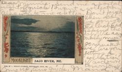 Moonlight Saco River, Maine Postcard Postcard Postcard