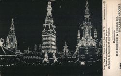 Luna Park at Night, Coney Island, NY Postcard