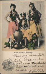 Three Hula Dancers, Honolulu Hawaii Postcard Postcard Postcard