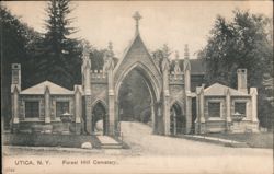 Forest Hill Cemetery Entrance, Utica, NY Postcard