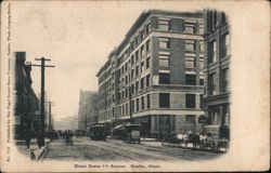 Street Scene 1st Avenue, Seattle, Washington Postcard