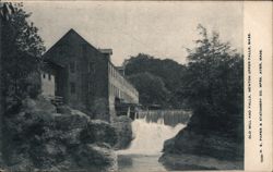 Old Mill and Falls, Newton Upper Falls, MA Massachusetts Postcard Postcard Postcard