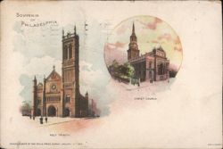 Souvenir of Philadelphia: Holy Trinity and Christ Church Pennsylvania Postcard Postcard Postcard