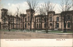 Court House and Soldiers Monument, Elmira, NY Postcard