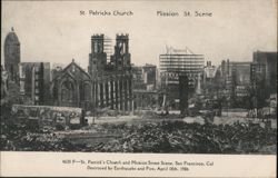 St. Patrick's Church and Mission St. Scene, San Francisco, Cal Postcard