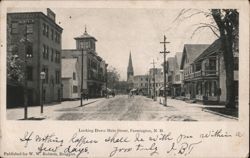 Looking Down Main Street, Farmington, NH Postcard