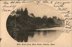 River Scene from Main Street, Warren, MA Postcard