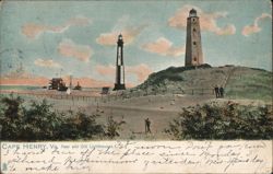 Cape Henry, VA - New and Old Lighthouses Virginia Postcard Postcard Postcard