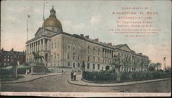 Boston State House and Hooker Statue Postcard