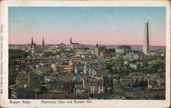 Panoramic View and Bunker Hill, Boston Postcard