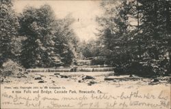 Falls and Bridge, Cascade Park, Newcastle, PA Postcard