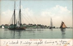 Hull Harbor Mass. 7 o'clock Friday Night Postcard