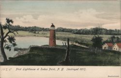 First Lighthouse at Sodus Point, NY (destroyed 1871) Postcard