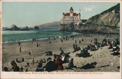 Cliff House, Beach and Seal Rocks, Holiday Crowd San Francisco, CA Postcard Postcard Postcard