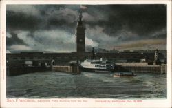 San Francisco Ferry Building from the Bay, Damaged by Earthquake California Postcard Postcard Postcard