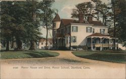 Manor House and Drive, Manor School, Stamford, CT Postcard