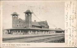 Grand Trunk Railroad Depot, Battle Creek, MI Michigan Postcard Postcard Postcard