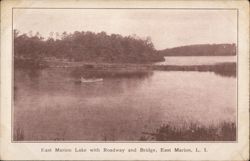 East Marion Lake with Roadway and Bridge New York Postcard Postcard Postcard