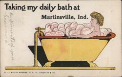 Taking My Daily Bath at Martinsville, Indiana Postcard