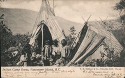 Indian Camp Scene, Vancouver Island, B.C. British Columbia Canada Native Americana Postcard Postcard Postcard