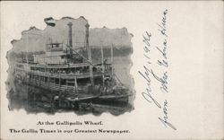 Steamboat at Gallipolis Wharf Postcard