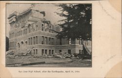 San Jose High School after the Earthquake, April 18, 1906 California Postcard Postcard Postcard