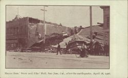 Mayer Bros. Store and Elks' Hall, San Jose, Cal., after 1906 Earthquake Postcard