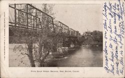 Five Span Steel Bridge, Red Bluff, CA Postcard