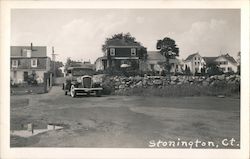 Car in driveway in Stonington CT Connecticut Postcard Postcard Postcard