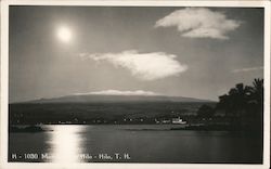 Beautiful Moon over Hilo, Hawaii Postcard