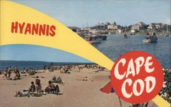 Hyannis, Cape Cod Beach Scene Massachusetts Postcard Postcard Postcard