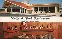 Knife & Fork Restaurant, Sault Ste. Marie, MI Michigan Advertising Postcard Postcard Postcard