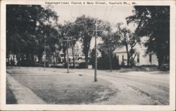 Congregational Church & Main Street, Rumford, ME Postcard