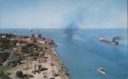 Great Lakes Freighter Entering Lake Huron from St. Clair River Port Huron, MI Postcard Postcard Postcard