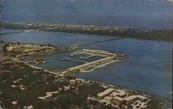 Air View of Daytona Beach, Florida, Yacht Basin and Halifax River Postcard