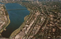 Air View of Charles River Basin, Boston University Bridge and College Buildings Massachusetts Laurence Lowry Postcard Postcard Postcard