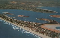 Aerial View of Mission Beach and Pacific Beach, California Howard J. Scheld Postcard Postcard Postcard