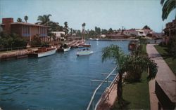 Canal Scene in the "Naples" Area, Long Beach California Frank J. Thomas Postcard Postcard Postcard