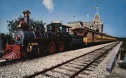 Santa Fe and Disneyland Railroad Train at Main Street Station Anaheim, CA Fritz Musser Postcard Postcard Postcard